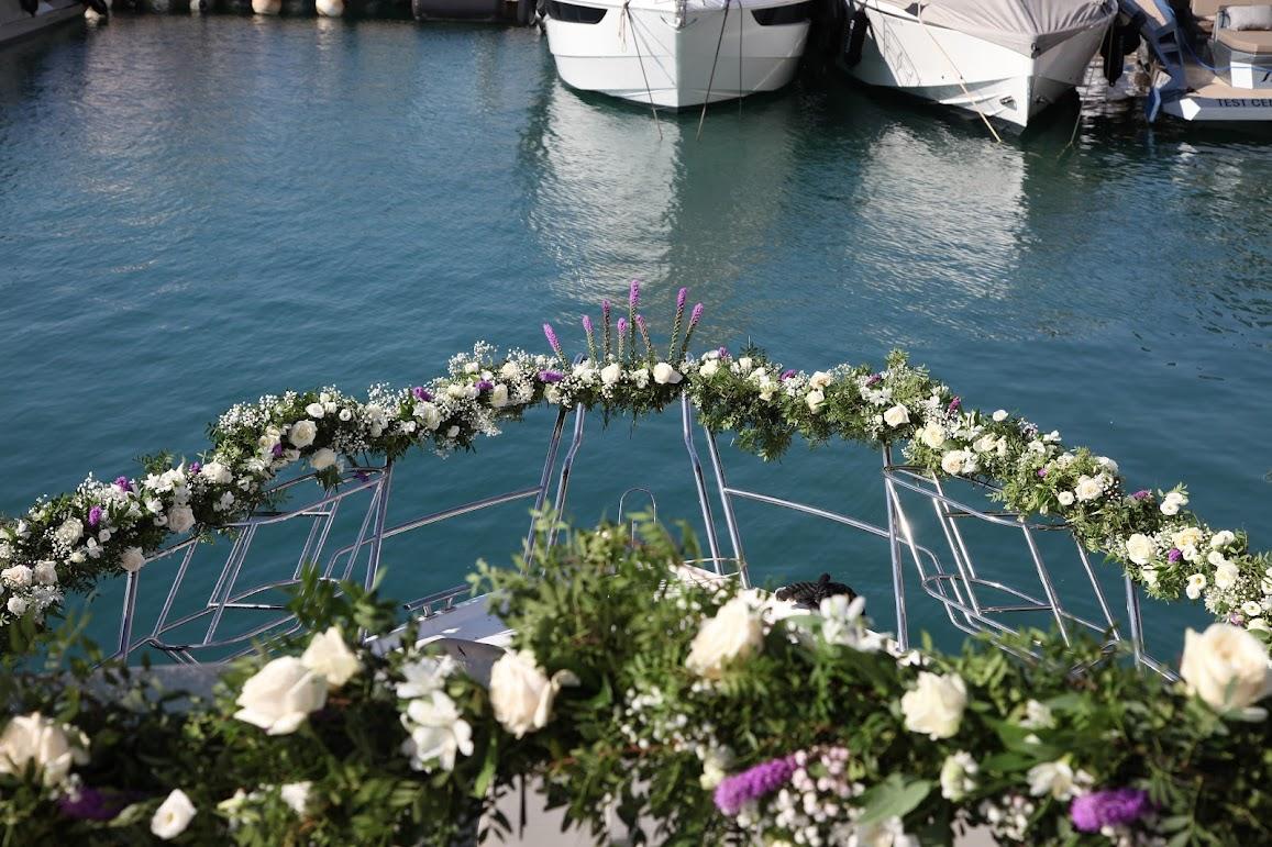 Flower arrangement onboard the yacht