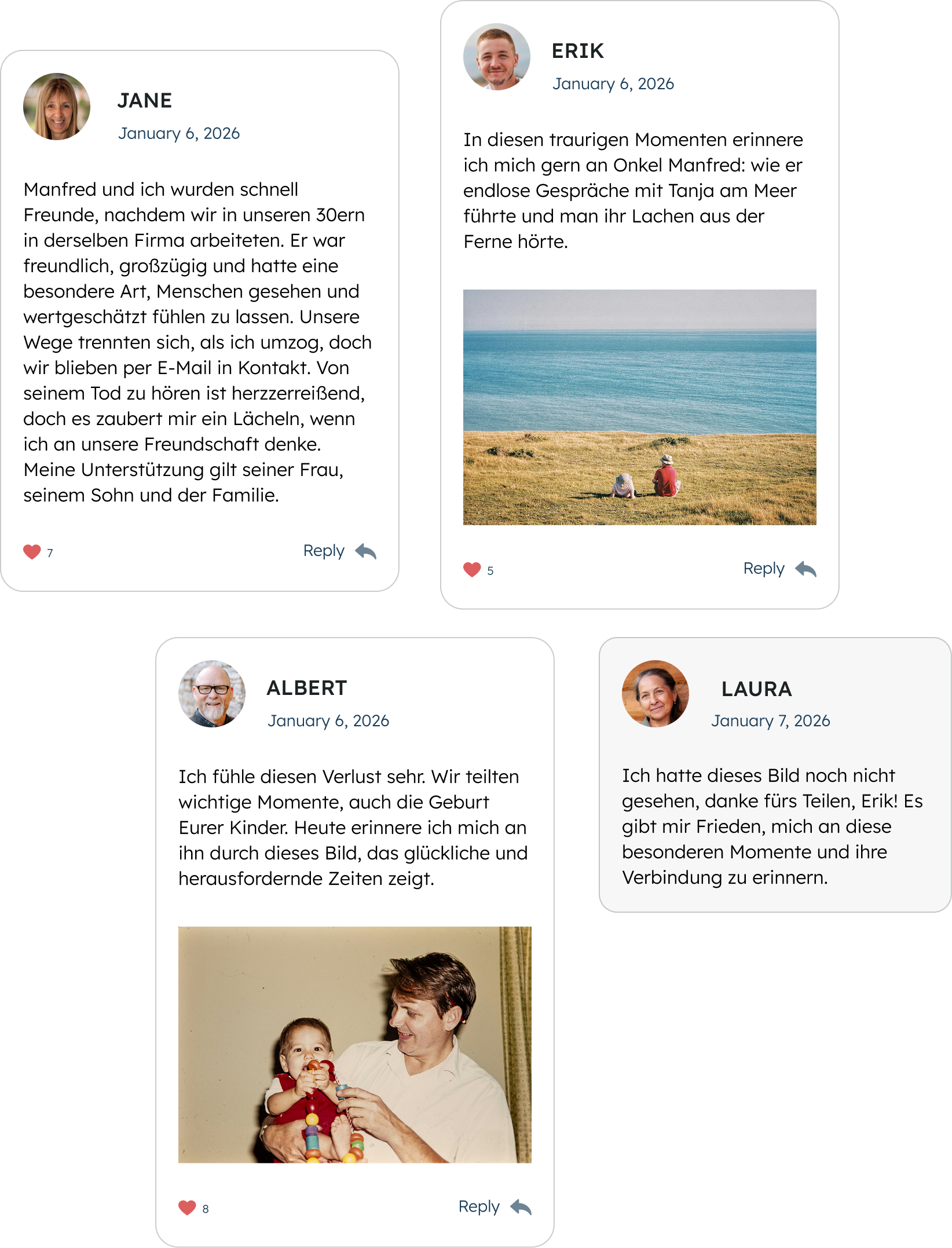 condolence messages in the tributes section of nemojo app