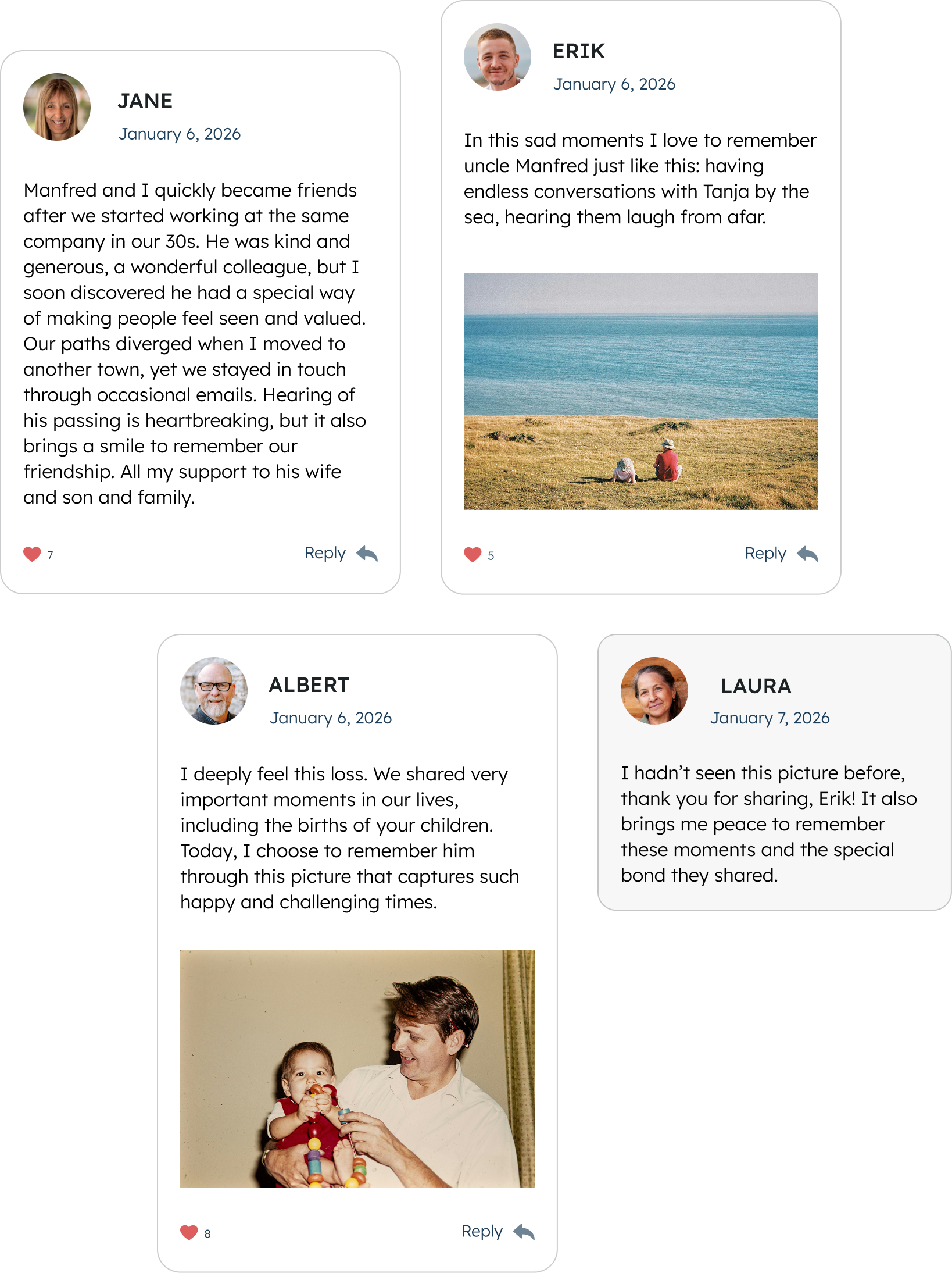 condolence messages in the tributes section of nemojo app